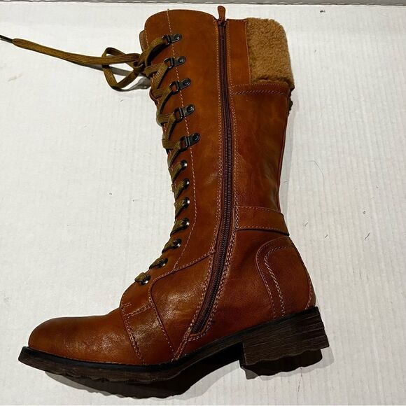 Patrizia Women's Lace up Calf Boots Brown with fleece trim Size 36 - Picture 6 of 10